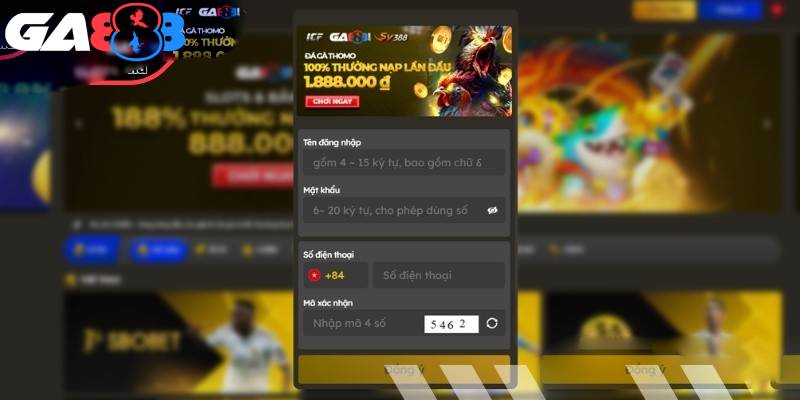 Thông tin đăng ký tài khoản GA888 đơn giản